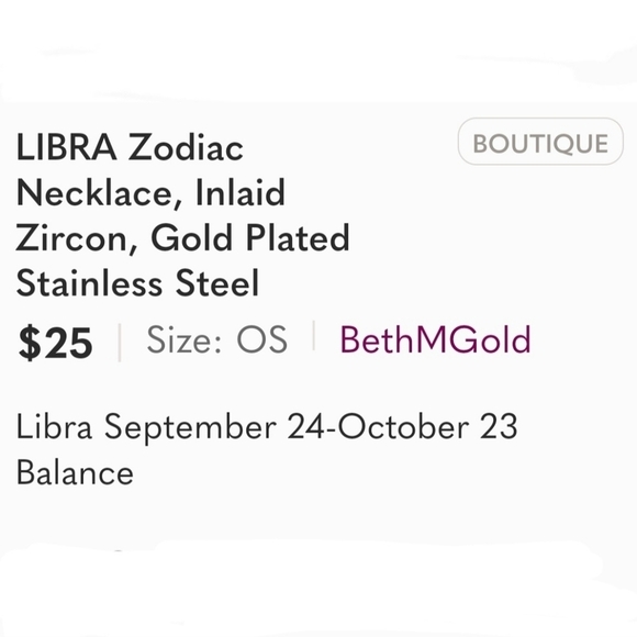 Libra Zodiac Necklace Inlaid Zircon Gold Plated Stainless Steel - Picture 9 of 16